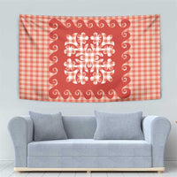 Red Ulu Palaka Quilt Pattern Tapestry Hawaii Culture Breadfruit LT9 - Polynesian Pride
