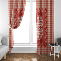 Red Ulu Palaka Quilt Pattern Window Curtain Hawaii Culture Breadfruit LT9 - Polynesian Pride