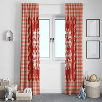 Red Ulu Palaka Quilt Pattern Window Curtain Hawaii Culture Breadfruit LT9 - Polynesian Pride