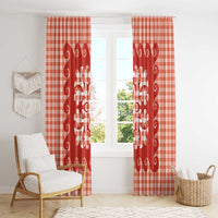 Red Ulu Palaka Quilt Pattern Window Curtain Hawaii Culture Breadfruit LT9 - Polynesian Pride