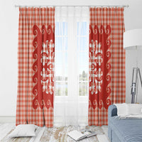 Red Ulu Palaka Quilt Pattern Window Curtain Hawaii Culture Breadfruit LT9 - Polynesian Pride