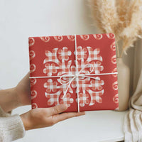 Red Ulu Palaka Quilt Pattern Wrapping Paper Hawaii Culture Breadfruit - Polynesian Pride