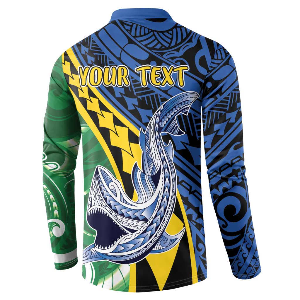 Personalised Crocodile and Shark Solomon Islands Button Sweatshirt Polynesian Tribal Tattoo