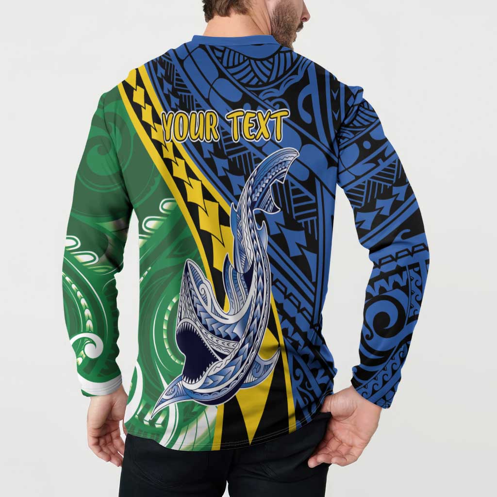 Personalised Crocodile and Shark Solomon Islands Button Sweatshirt Polynesian Tribal Tattoo