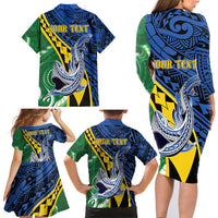 Personalised Crocodile and Shark Solomon Islands Family Matching Long Sleeve Bodycon Dress and Hawaiian Shirt Polynesian Tribal Tattoo LT9 - Polynesian Pride