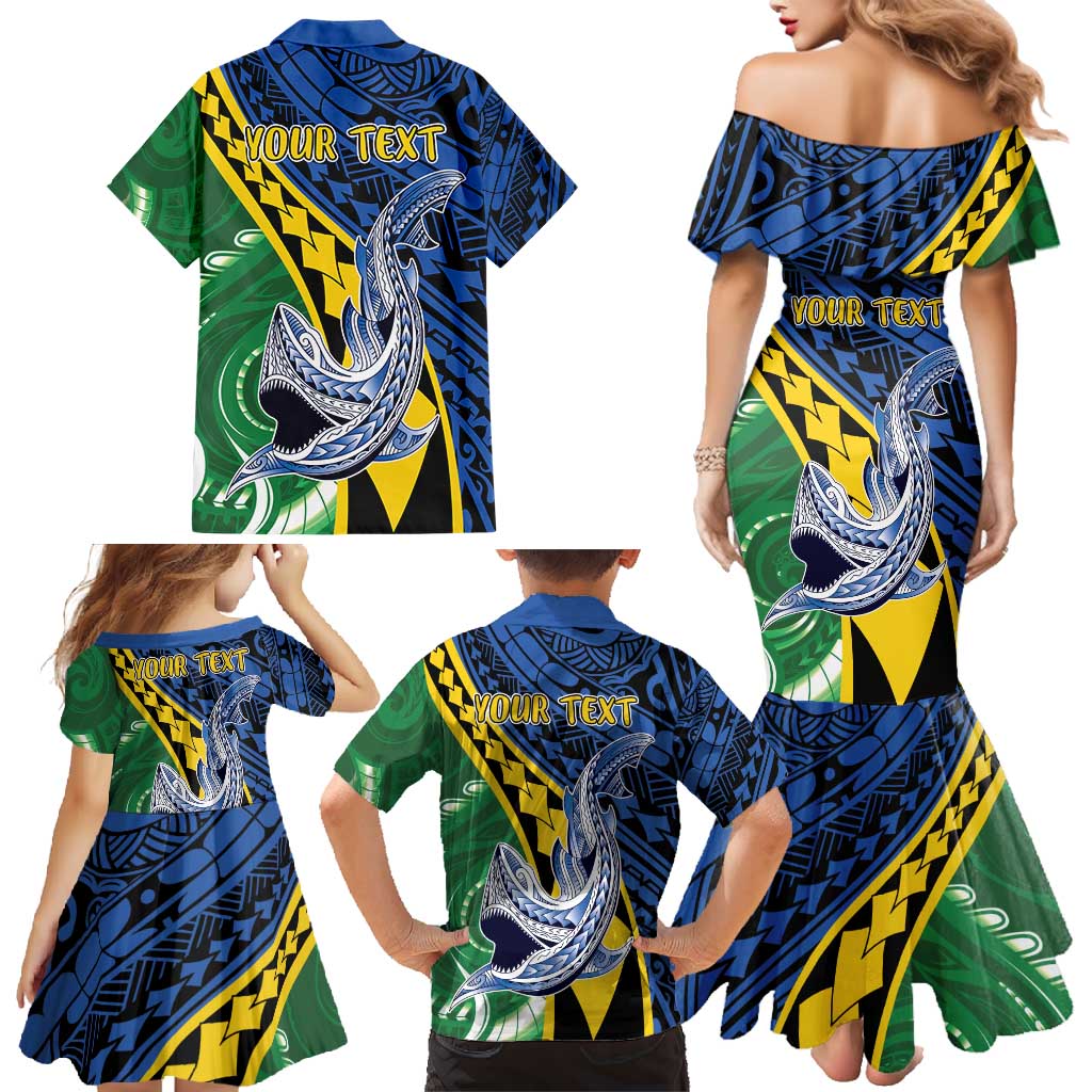 Personalised Crocodile and Shark Solomon Islands Family Matching Mermaid Dress and Hawaiian Shirt Polynesian Tribal Tattoo LT9 - Polynesian Pride