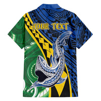 Personalised Crocodile and Shark Solomon Islands Family Matching Off Shoulder Maxi Dress and Hawaiian Shirt Polynesian Tribal Tattoo LT9 - Polynesian Pride
