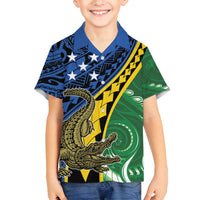 Personalised Crocodile and Shark Solomon Islands Family Matching Puletasi and Hawaiian Shirt Polynesian Tribal Tattoo