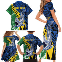 Personalised Crocodile and Shark Solomon Islands Family Matching Short Sleeve Bodycon Dress and Hawaiian Shirt Polynesian Tribal Tattoo LT9 - Polynesian Pride