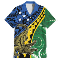 Personalised Crocodile and Shark Solomon Islands Family Matching Short Sleeve Bodycon Dress and Hawaiian Shirt Polynesian Tribal Tattoo LT9 Dad's Shirt - Short Sleeve Green - Polynesian Pride