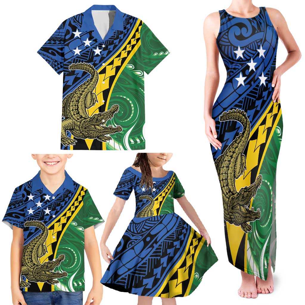 Personalised Crocodile and Shark Solomon Islands Family Matching Tank Maxi Dress and Hawaiian Shirt Polynesian Tribal Tattoo LT9 - Polynesian Pride