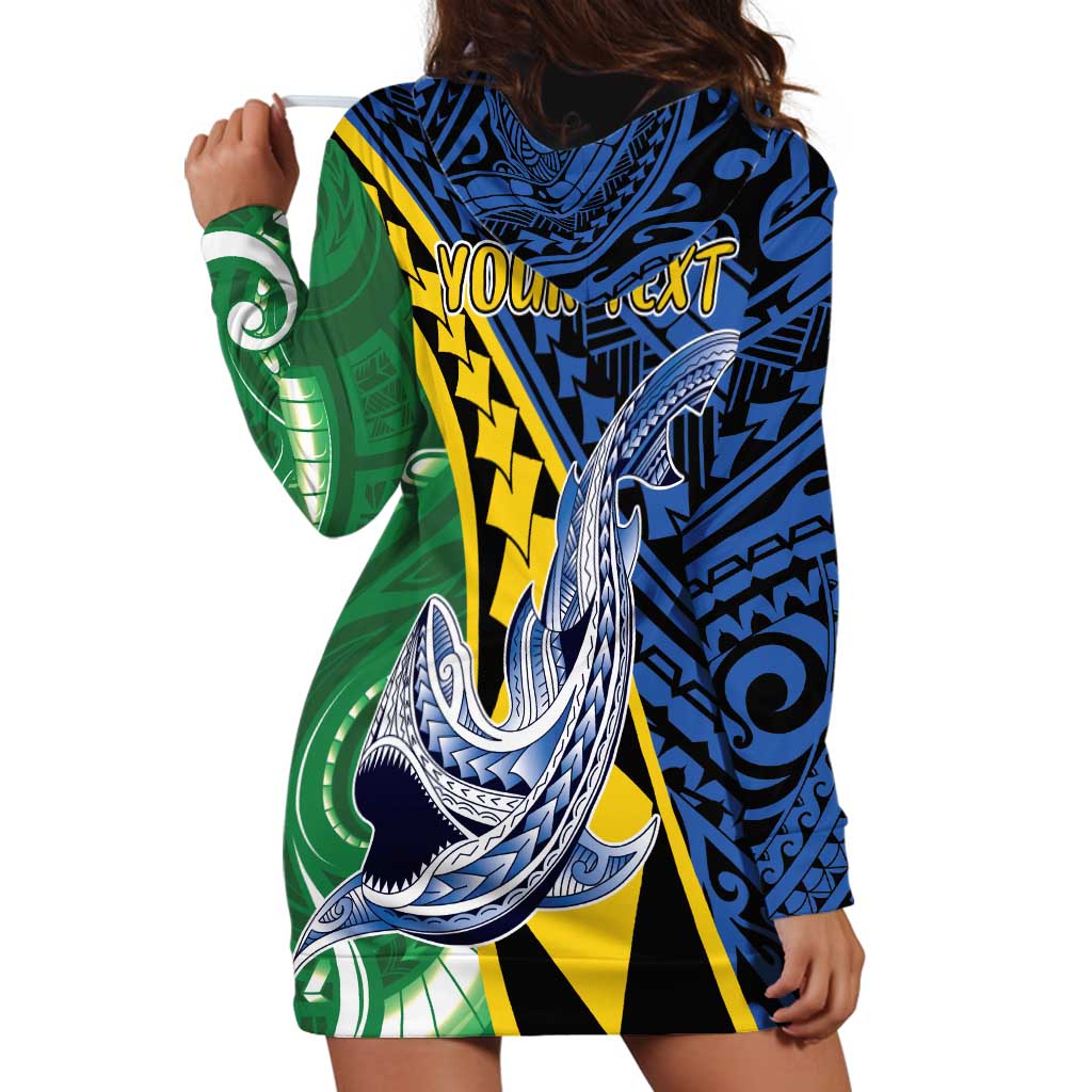 Personalised Crocodile and Shark Solomon Islands Hoodie Dress Polynesian Tribal Tattoo LT9 - Polynesian Pride