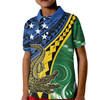 Personalised Crocodile and Shark Solomon Islands Kid Polo Shirt Polynesian Tribal Tattoo