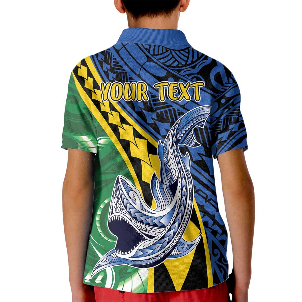 Personalised Crocodile and Shark Solomon Islands Kid Polo Shirt Polynesian Tribal Tattoo
