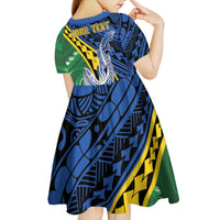 Personalised Crocodile and Shark Solomon Islands Kid Short Sleeve Dress Polynesian Tribal Tattoo LT9 - Polynesian Pride
