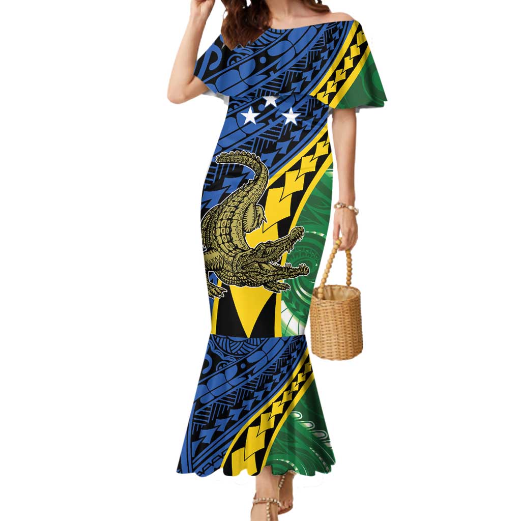 Personalised Crocodile and Shark Solomon Islands Mermaid Dress Polynesian Tribal Tattoo LT9 Women Green - Polynesian Pride