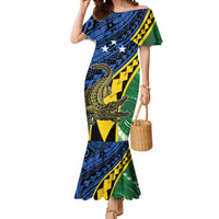 Personalised Crocodile and Shark Solomon Islands Mermaid Dress Polynesian Tribal Tattoo LT9 Women Green - Polynesian Pride