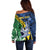 Personalised Crocodile and Shark Solomon Islands Off Shoulder Sweater Polynesian Tribal Tattoo