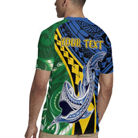 Personalised Crocodile and Shark Solomon Islands Rugby Jersey Polynesian Tribal Tattoo
