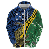 Personalised Crocodile and Shark Solomon Islands Zip Hoodie Polynesian Tribal Tattoo