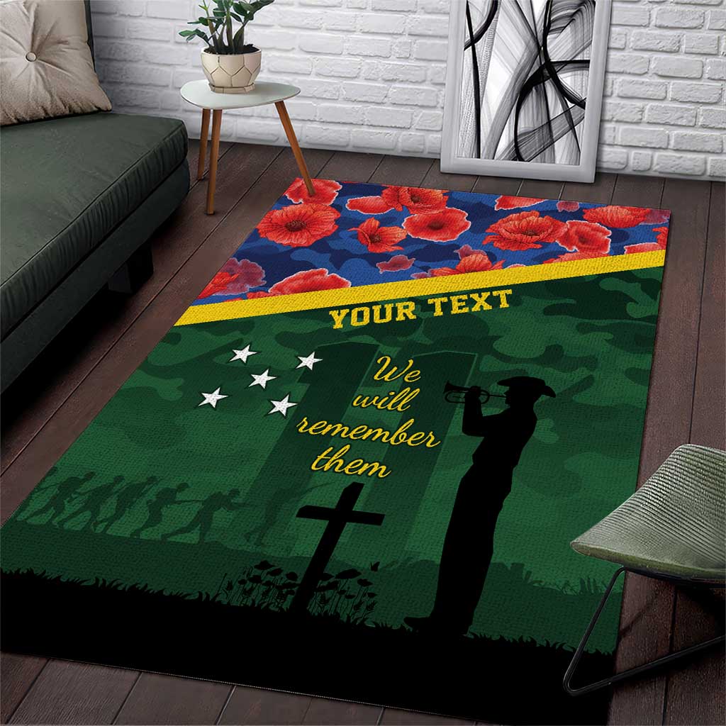 Personalised Solomon Islands Remembrance Day Area Rug We Will Remember Them with Camouflage Style