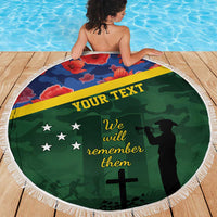 Personalised Solomon Islands Remembrance Day Beach Blanket We Will Remember Them with Camouflage Style