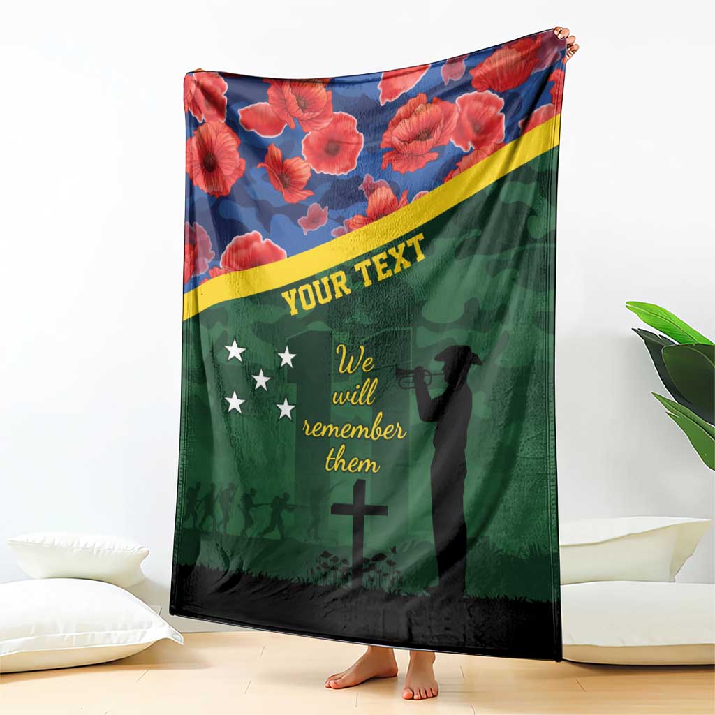 Personalised Solomon Islands Remembrance Day Blanket We Will Remember Them with Camouflage Style LT9 - Polynesian Pride
