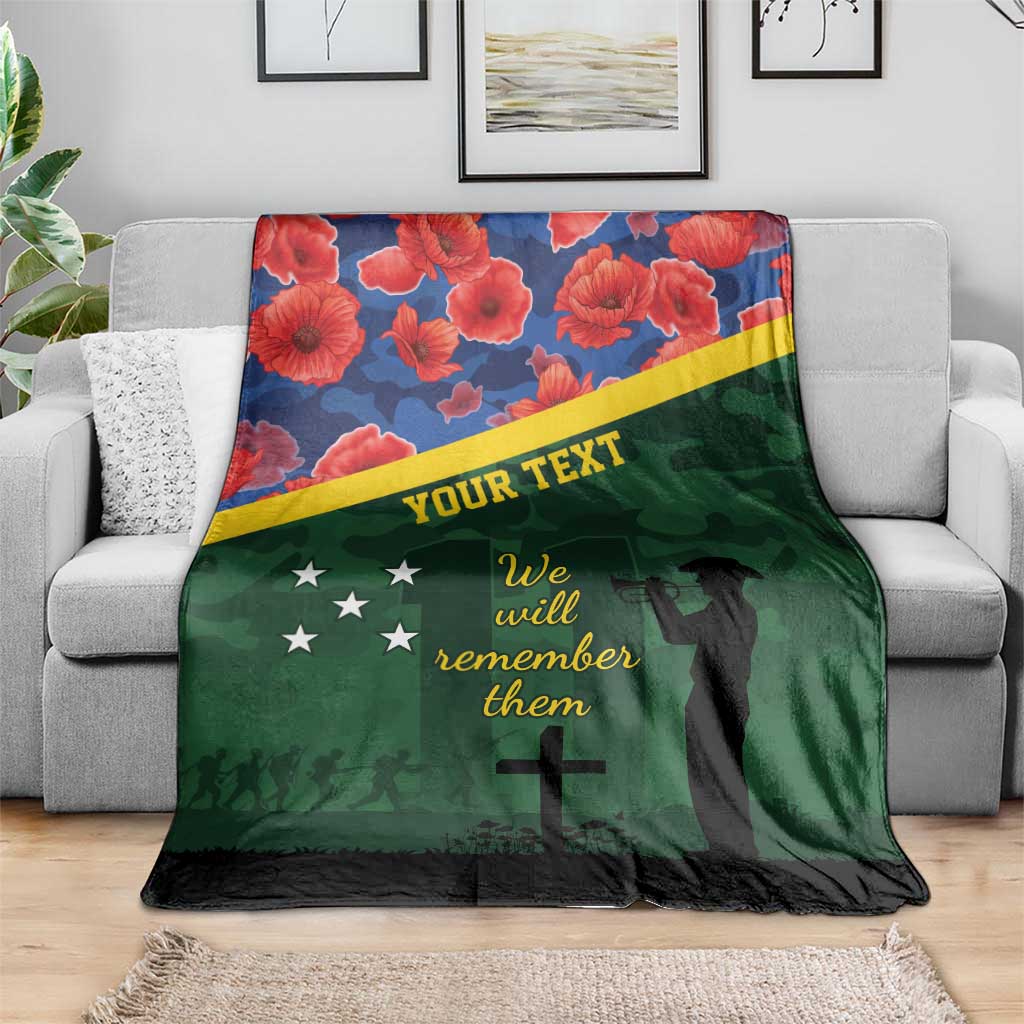 Personalised Solomon Islands Remembrance Day Blanket We Will Remember Them with Camouflage Style LT9 - Polynesian Pride