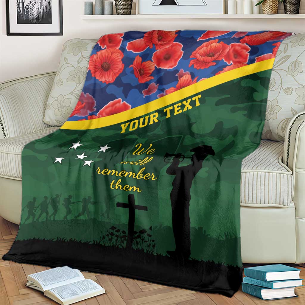 Personalised Solomon Islands Remembrance Day Blanket We Will Remember Them with Camouflage Style LT9 - Polynesian Pride