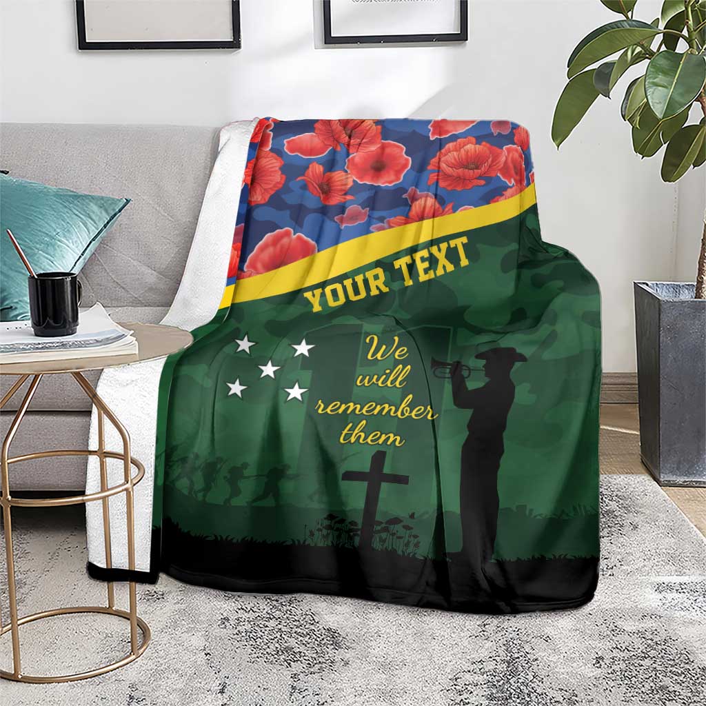 Personalised Solomon Islands Remembrance Day Blanket We Will Remember Them with Camouflage Style LT9 - Polynesian Pride