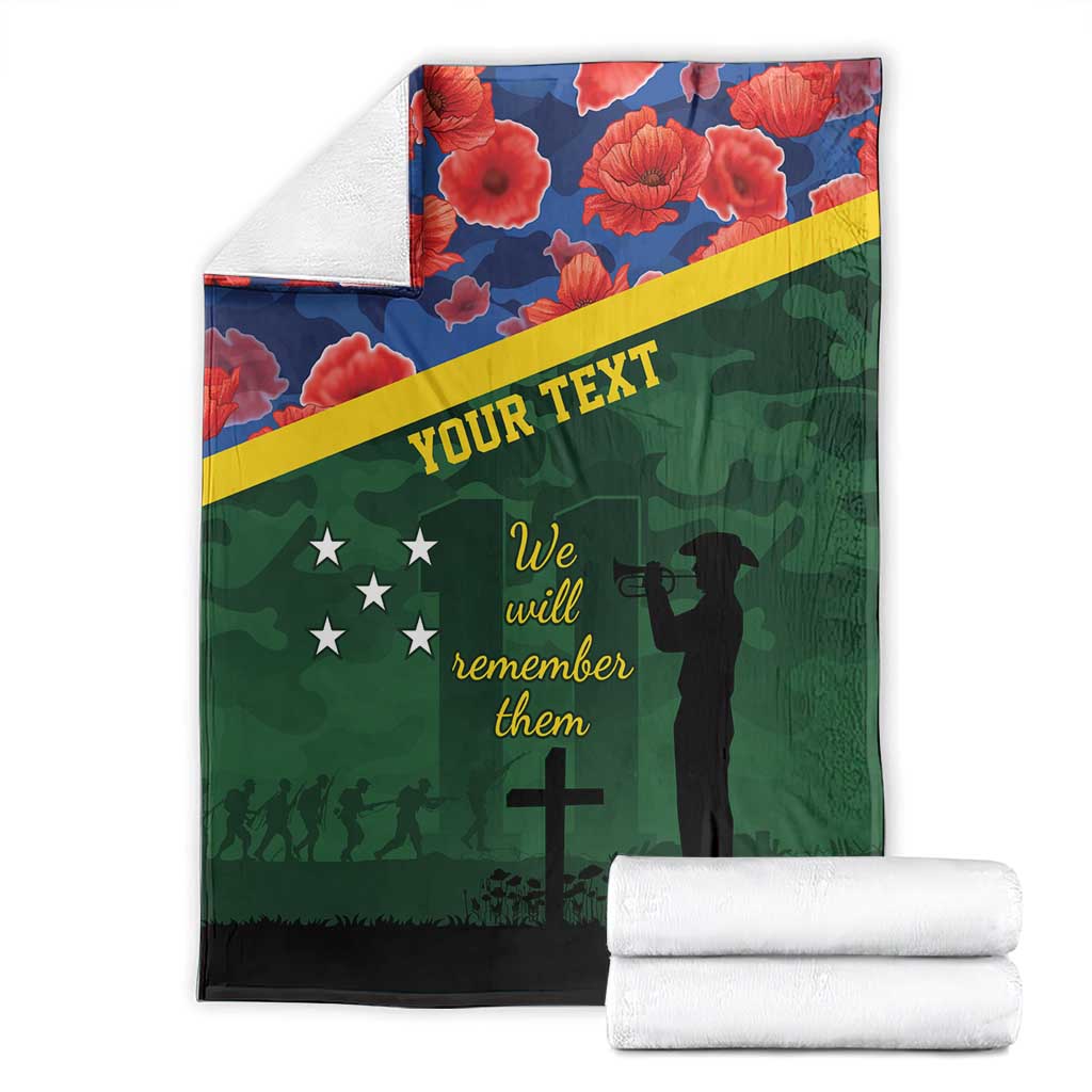 Personalised Solomon Islands Remembrance Day Blanket We Will Remember Them with Camouflage Style LT9 - Polynesian Pride