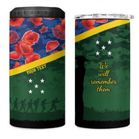 Personalised Solomon Islands Remembrance Day 4 in 1 Can Cooler Tumbler We Will Remember Them with Camouflage Style
