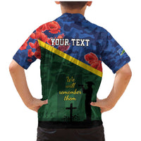 Personalised Solomon Islands Remembrance Day Family Matching Mermaid Dress and Hawaiian Shirt We Will Remember Them with Camouflage Style LT9 - Polynesian Pride
