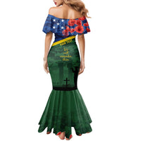 Personalised Solomon Islands Remembrance Day Family Matching Mermaid Dress and Hawaiian Shirt We Will Remember Them with Camouflage Style LT9 - Polynesian Pride