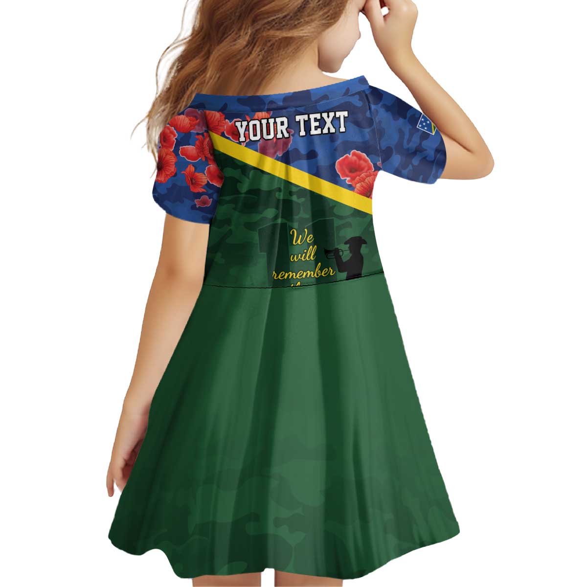 Personalised Solomon Islands Remembrance Day Family Matching Off Shoulder Short Dress and Hawaiian Shirt We Will Remember Them with Camouflage Style LT9 - Polynesian Pride