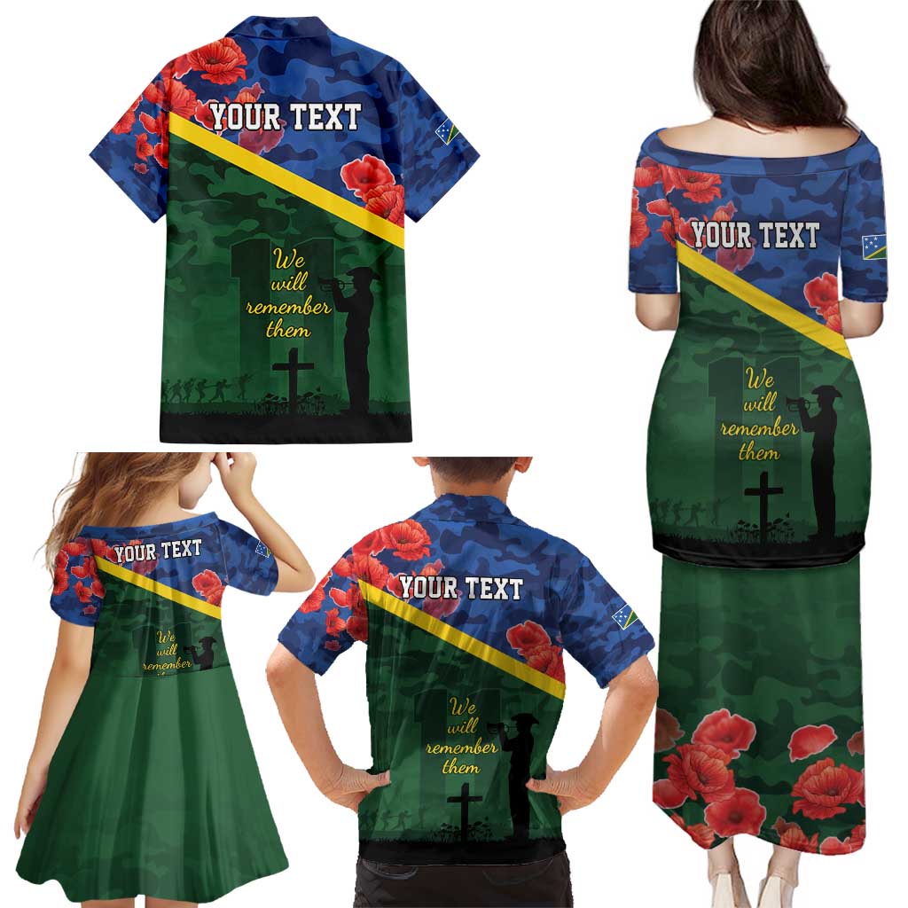 Personalised Solomon Islands Remembrance Day Family Matching Puletasi and Hawaiian Shirt We Will Remember Them with Camouflage Style LT9 - Polynesian Pride