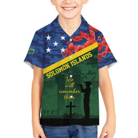 Personalised Solomon Islands Remembrance Day Family Matching Puletasi and Hawaiian Shirt We Will Remember Them with Camouflage Style LT9 Son's Shirt Green - Polynesian Pride