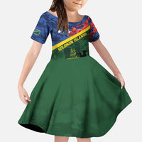 Personalised Solomon Islands Remembrance Day Family Matching Tank Maxi Dress and Hawaiian Shirt We Will Remember Them with Camouflage Style LT9 Daughter's Dress Green - Polynesian Pride