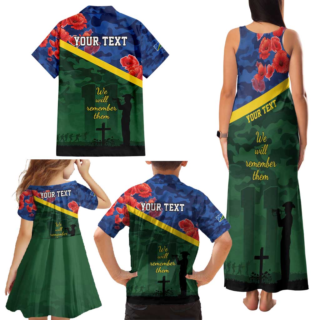 Personalised Solomon Islands Remembrance Day Family Matching Tank Maxi Dress and Hawaiian Shirt We Will Remember Them with Camouflage Style LT9 - Polynesian Pride