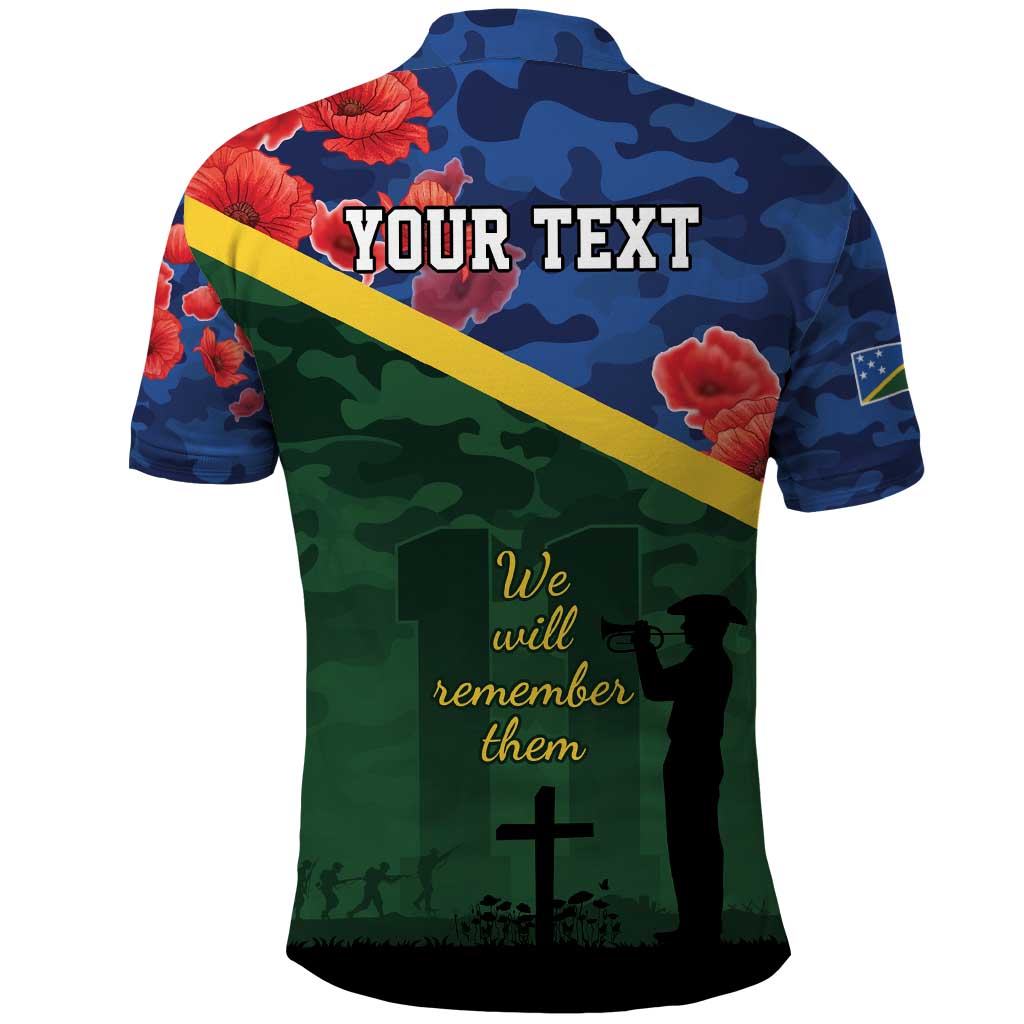 Personalised Solomon Islands Remembrance Day Polo Shirt We Will Remember Them with Camouflage Style
