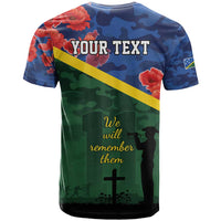 Personalised Solomon Islands Remembrance Day T Shirt We Will Remember Them with Camouflage Style