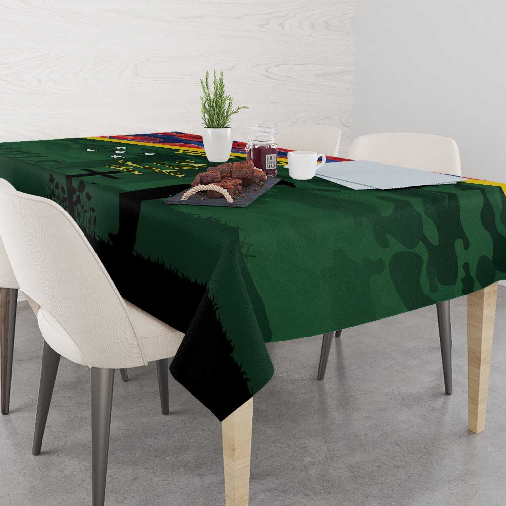 Personalised Solomon Islands Remembrance Day Tablecloth We Will Remember Them with Camouflage Style LT9 - Polynesian Pride