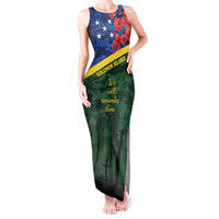 Personalised Solomon Islands Remembrance Day Tank Maxi Dress We Will Remember Them with Camouflage Style LT9 Women Green - Polynesian Pride