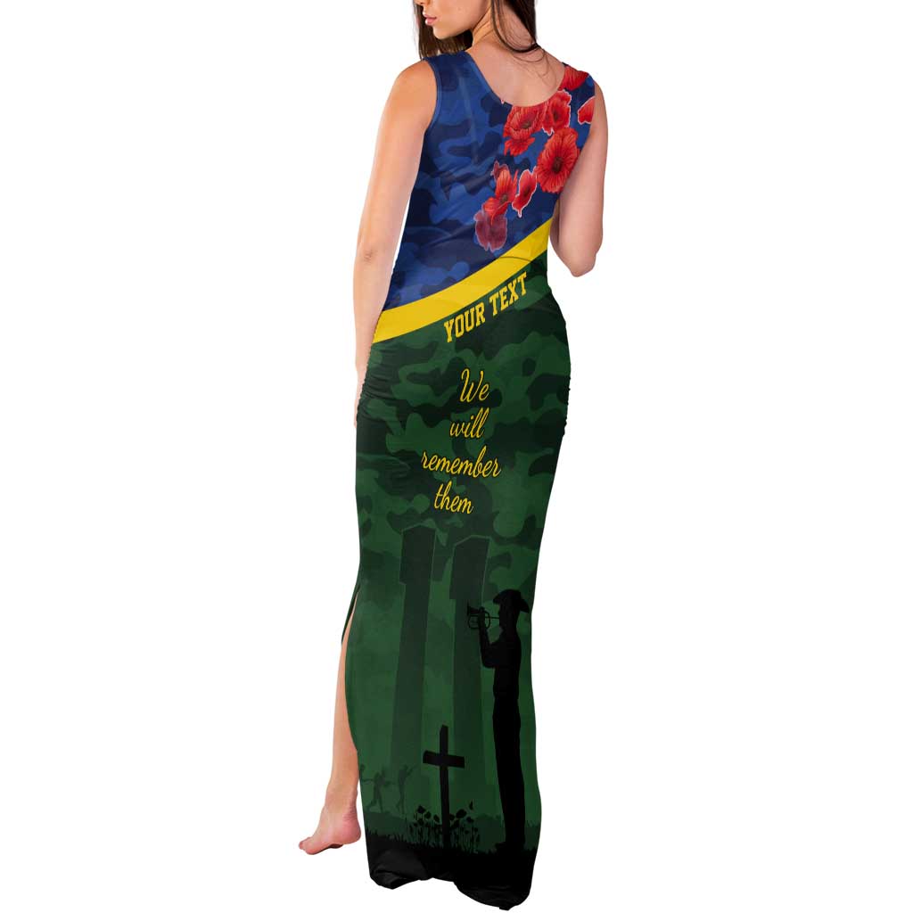 Personalised Solomon Islands Remembrance Day Tank Maxi Dress We Will Remember Them with Camouflage Style LT9 - Polynesian Pride