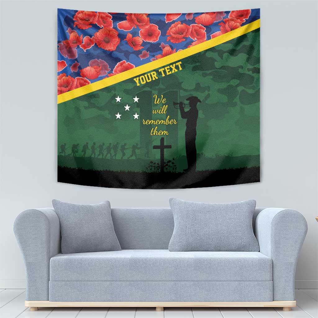 Personalised Solomon Islands Remembrance Day Tapestry We Will Remember Them with Camouflage Style