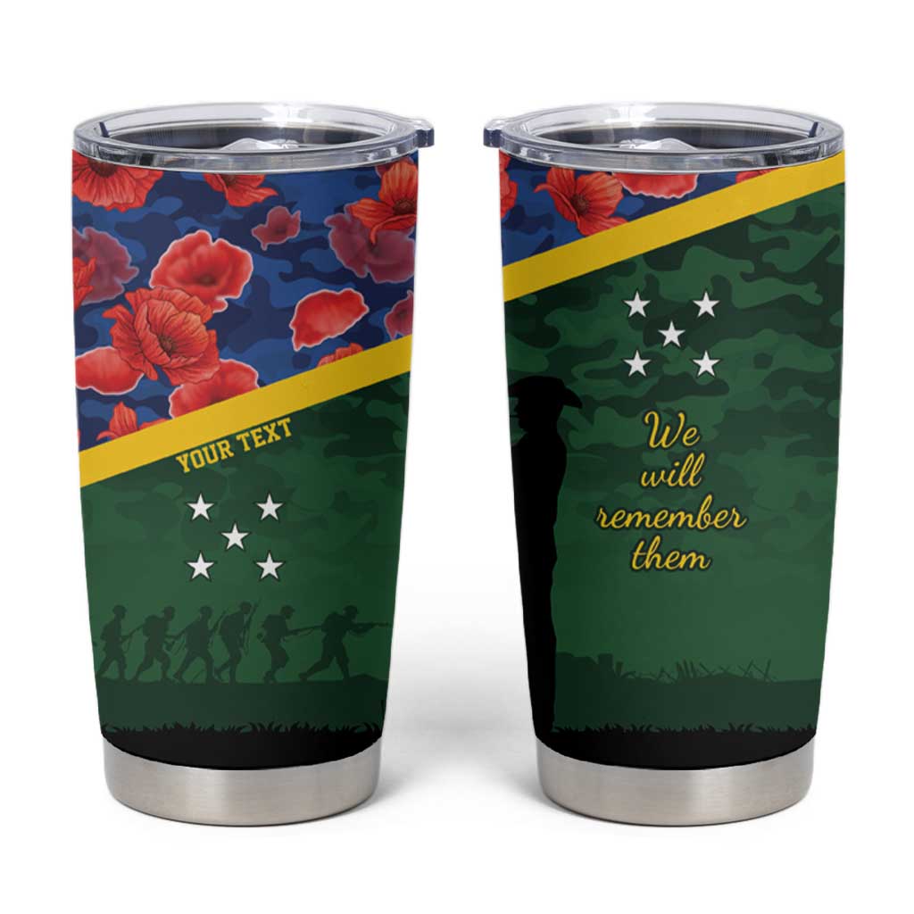 Personalised Solomon Islands Remembrance Day Tumbler Cup We Will Remember Them with Camouflage Style