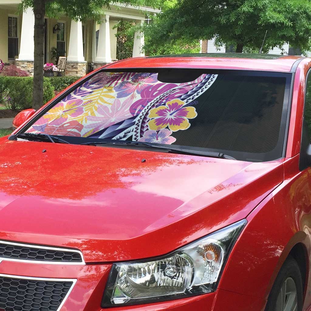 Aloha Vintage Hibiscus Lei Seamless Pattern Auto Sun Shade - Polynesian Pride