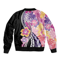 Aloha Vintage Hibiscus Lei Seamless Pattern Bomber Jacket LT9 - Polynesian Pride