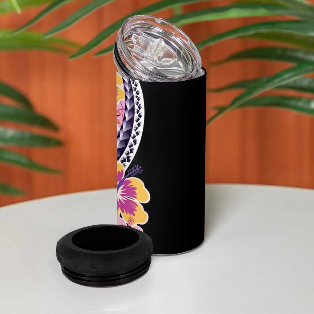 Aloha Vintage Hibiscus Lei Seamless Pattern 4 in 1 Can Cooler Tumbler - Polynesian Pride