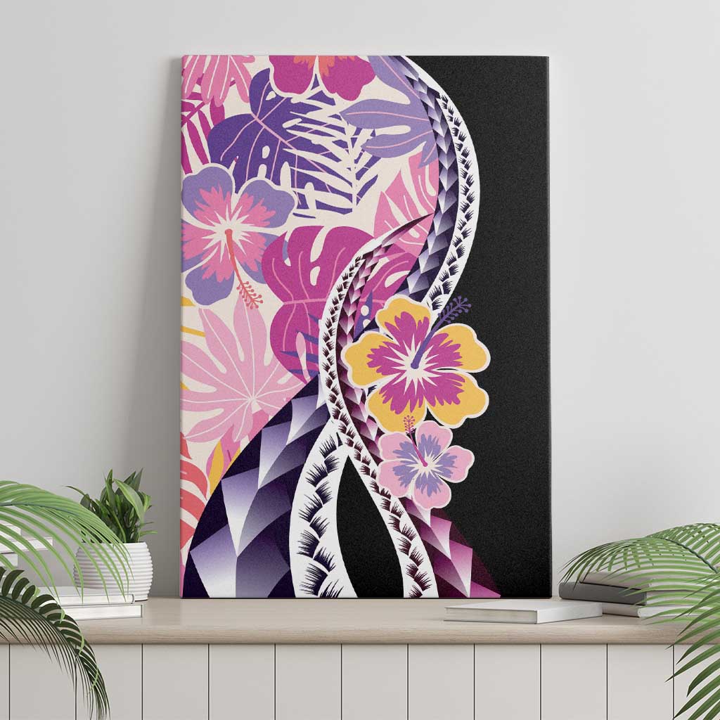 Aloha Vintage Hibiscus Lei Seamless Pattern Canvas Wall Art - Polynesian Pride